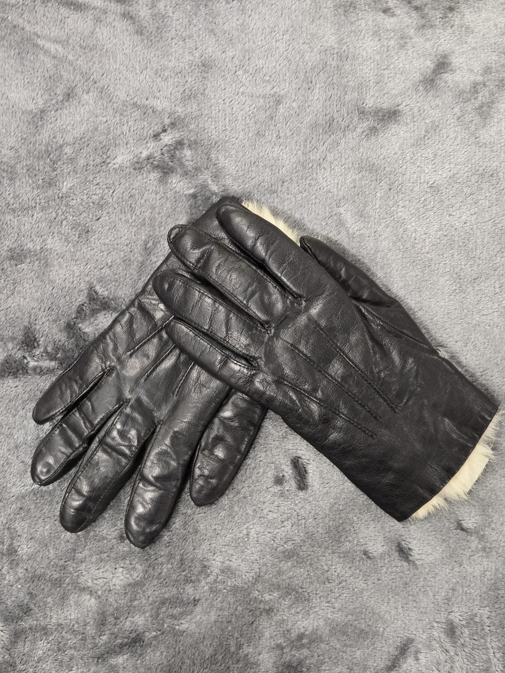 Wilsons Leather Black Leather Gloves with 100% Rabbit Lining Fur Sz L